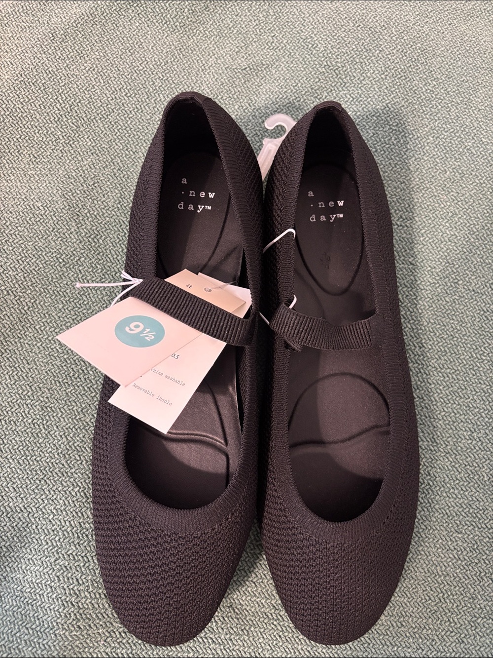 a new day Black Knit Mary Jane Flats with Elastic Strap